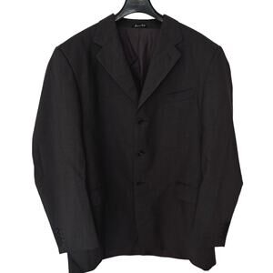 Barney's NY Italian Wool Suit Pleated Pant 38x30 Ventless 3 Button Jacket 46L